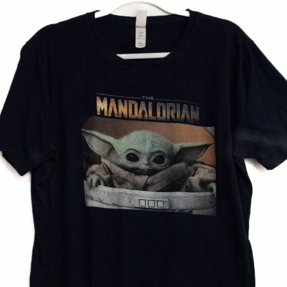 Star Wars The Mandalorian Grogu Graphic T-Shirt XXL Black Cotton Mens - Picture 4 of 8